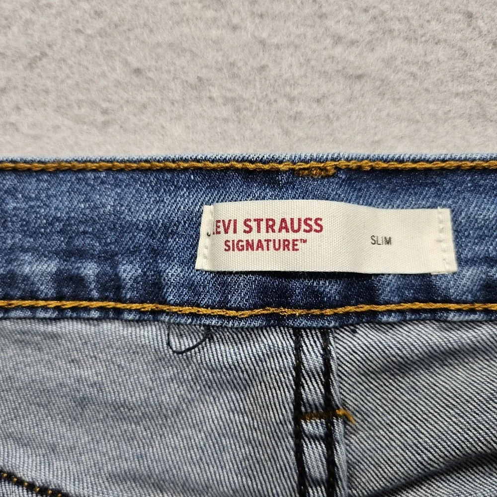 Levi Strauss Signature Slim Mens Jeans 36x32 Blue Medium Wash Mid Rise Stretch